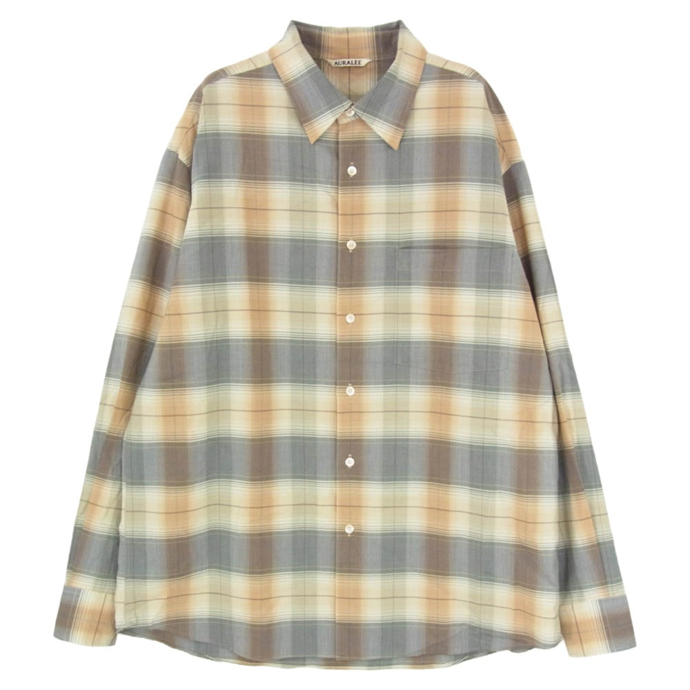 AURALEE オーラリー A26SS01LC SUPER LIGHT WOOL CHECK SHIRT スーパーライトウール チェック 長袖 シャツ マルチカラー系 5【極上美品】【中古】