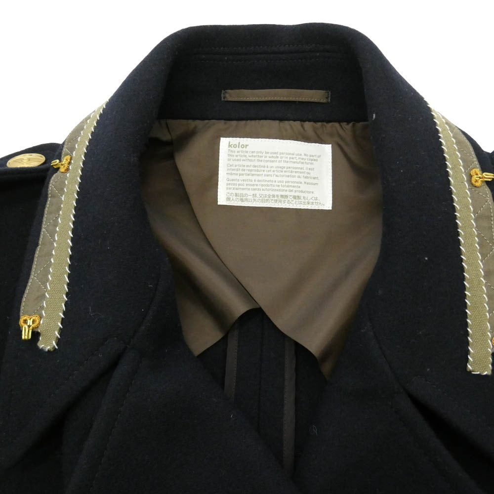 kolor カラー 25AW 25WCM-C03106 ウール エポレット ダブルブレスト コート ネイビー系 3【中古】