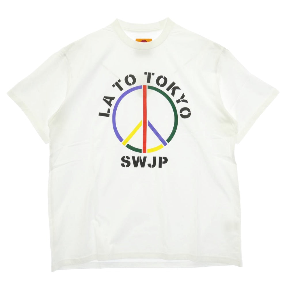 エスダブリュージェーピー 26SS SW-26SS-27 LA TO TOKYO T-SHIRT ロゴプリント クルーネック 半袖 Tシャツ ホワイト ホワイト系 L【新古品】【未使用】【中古】