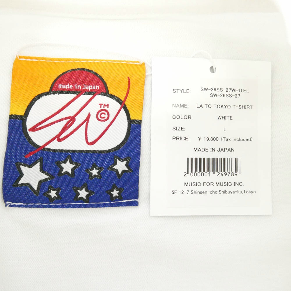 エスダブリュージェーピー 26SS SW-26SS-27 LA TO TOKYO T-SHIRT ロゴプリント クルーネック 半袖 Tシャツ ホワイト ホワイト系 L【新古品】【未使用】【中古】