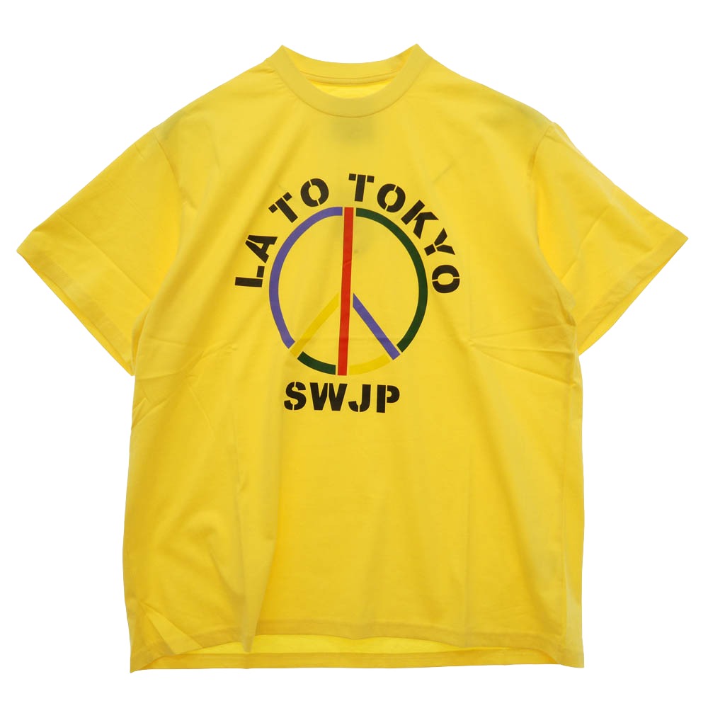 エスダブリュージェーピー 26SS SW-26SS-27 LA TO TOKYO T-SHIRT ロゴプリント クルーネック 半袖 Tシャツ イエロー イエロー系 L【新古品】【未使用】【中古】