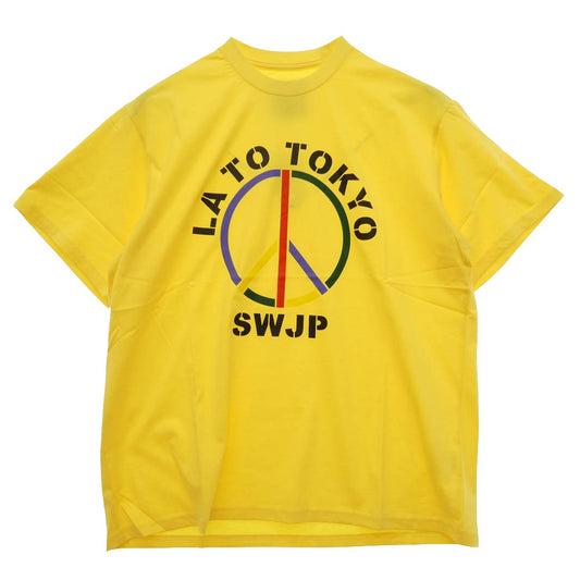 エスダブリュージェーピー 26SS SW-26SS-27 LA TO TOKYO T-SHIRT ロゴプリント クルーネック 半袖 Tシャツ イエロー イエロー系 L【新古品】【未使用】【中古】