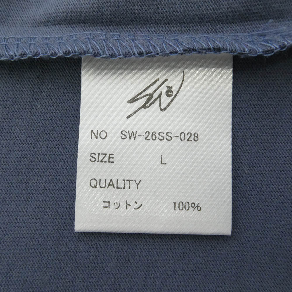 エスダブリュージェーピー 26SS SW-26SS-28 LOVE PARK T-SHIRT ラブパーク ロゴプリント クルーネック 半袖 Tシャツ ネイビー系 L【新古品】【未使用】【中古】