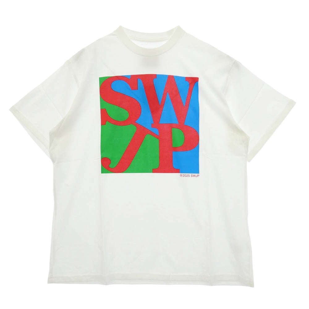 エスダブリュージェーピー 26SS SW-26SS-28 LOVE PARK T-SHIRT ラブパーク ロゴプリント クルーネック 半袖 Tシャツ ホワイト系 L【新古品】【未使用】【中古】