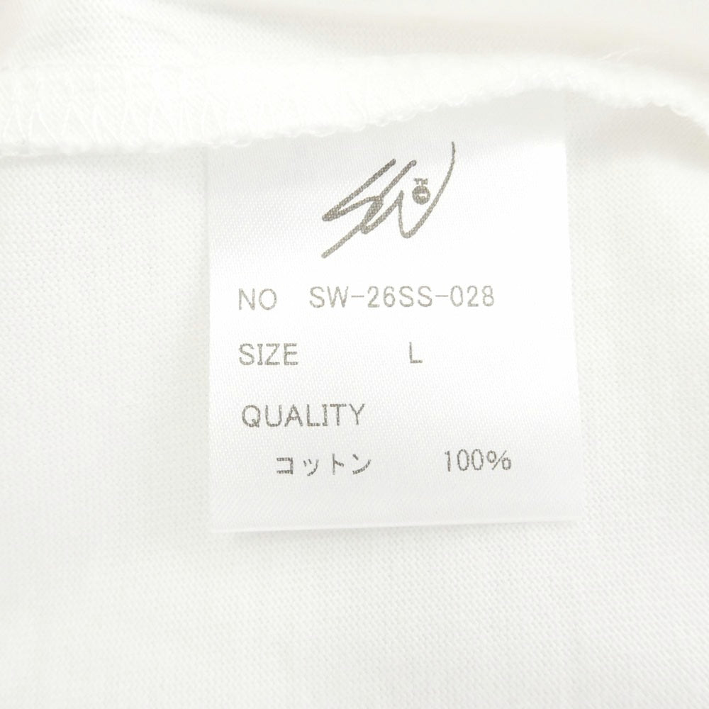 エスダブリュージェーピー 26SS SW-26SS-28 LOVE PARK T-SHIRT ラブパーク ロゴプリント クルーネック 半袖 Tシャツ ホワイト系 L【新古品】【未使用】【中古】