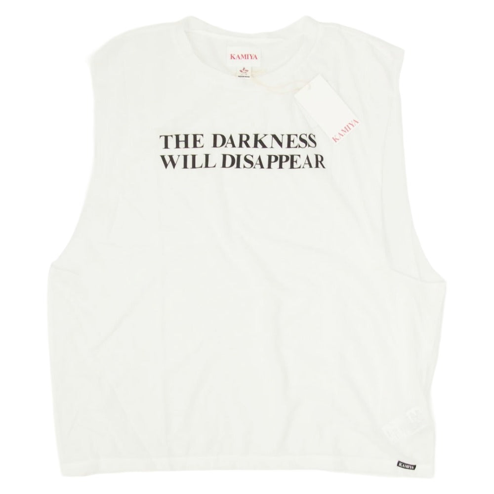 カミヤ 26SS G16TS082-0 Typography Sheer Jersey N/S Tee タイポグラフィプリントシアージャージ―スリーブレス ノースリーブ Tシャツ ホワイト系 S【新古品】【未使用】【中古】