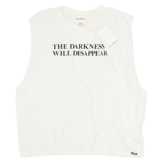 カミヤ 26SS G16TS082-0 Typography Sheer Jersey N/S Tee タイポグラフィプリントシアージャージ―スリーブレス ノースリーブ Tシャツ ホワイト系 S【新古品】【未使用】【中古】