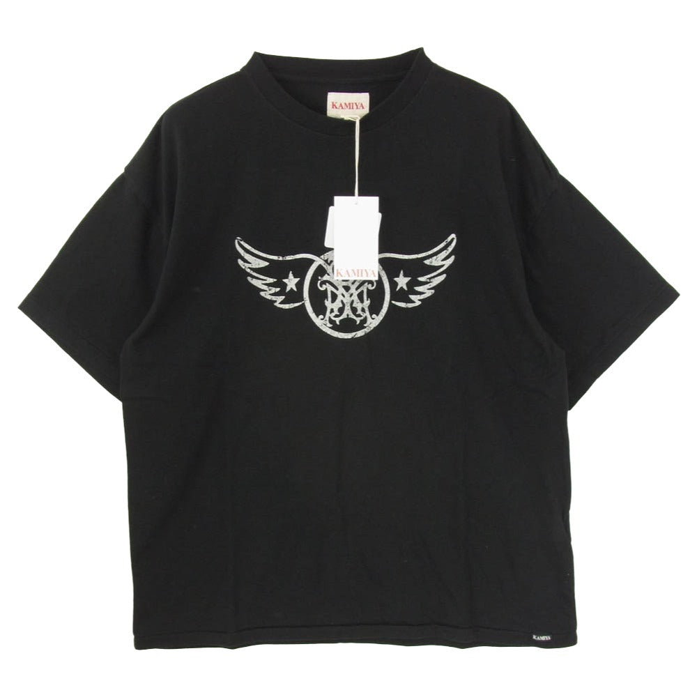 カミヤ 26SS G16TS097-0 AERO-KMY Tee T/C ヴィンテージ加工 エアロロゴ クルーネック 半袖 Tシャツ ブラック系 S【新古品】【未使用】【中古】