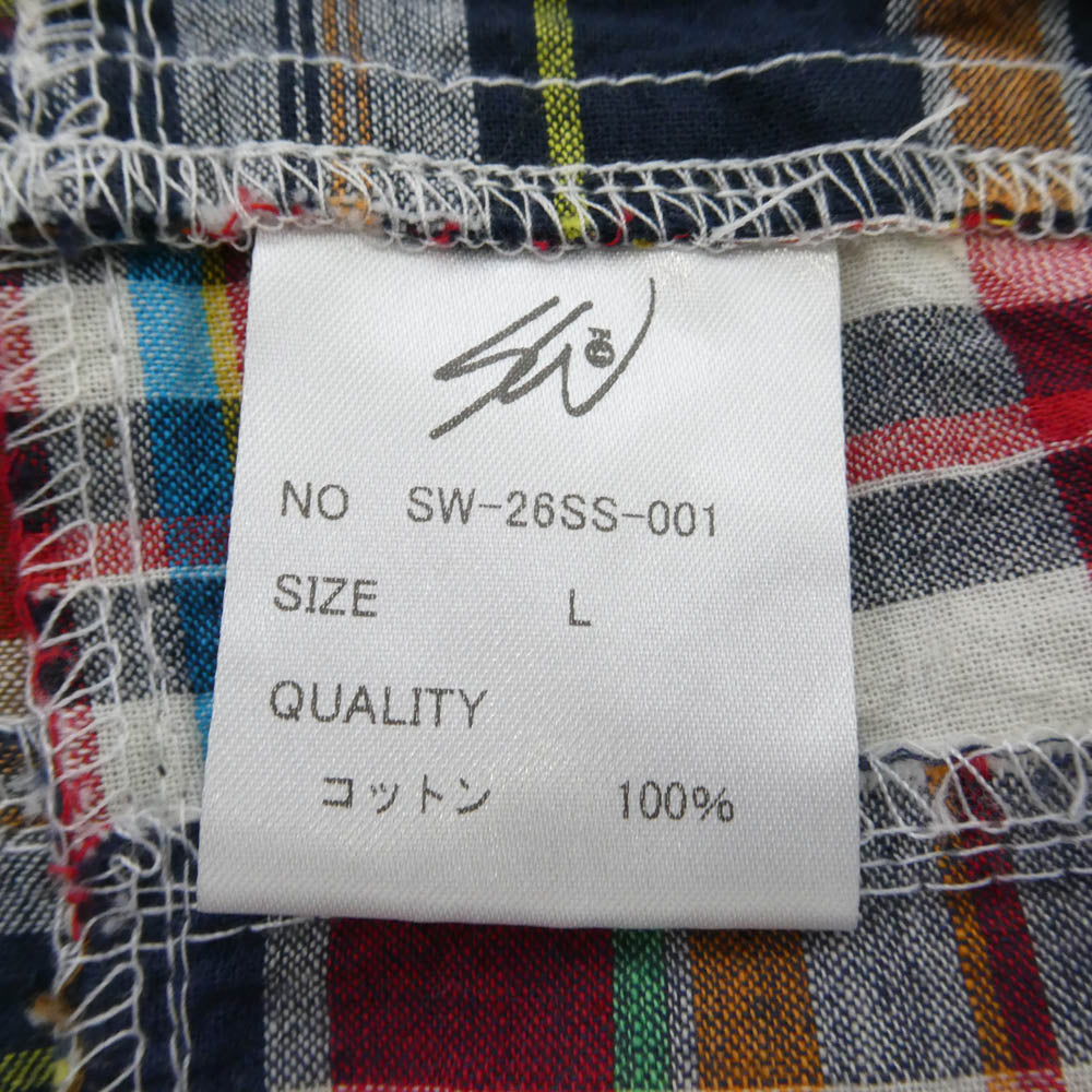 エスダブリュージェーピー 26SS SW-26SS-1MULTIL MADRAS HIPPIE SHIRT マドラスチェック ヒッピー 半袖 シャツ マルチカラー系 L【新古品】【未使用】【中古】