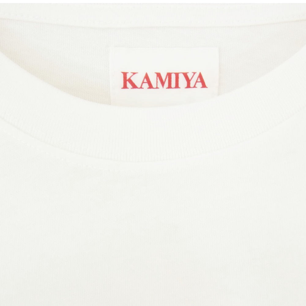 カミヤ 26SS G16TS098-0 THE DARKNESS WILL DISAPPEAR Tee T/C ヴィンテージ加工 ダークネスプリント クルーネック 半袖 Tシャツ ホワイト系 S【新古品】【未使用】【中古】