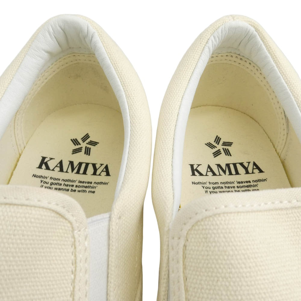 カミヤ 014FW701 Cornnell Vulcanize Slip on Sneaker コーネル ヴァルカナイズ スリッポンスニーカー ホワイト オフホワイト系 42【極上美品】【中古】
