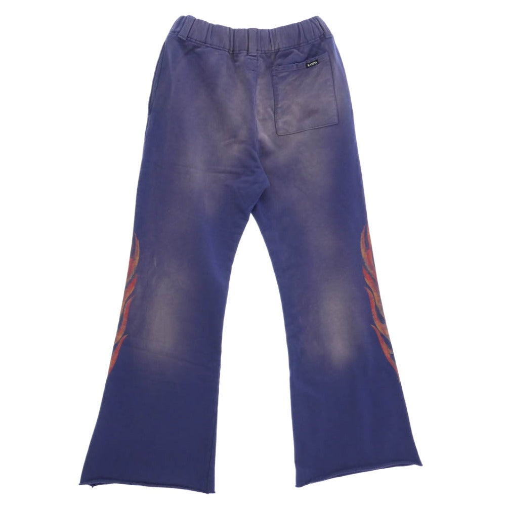 カミヤ 26SS G16PT069-0 CRAYON FLAME Bootcut Sweat Pants ヴィンテージ加工 クレヨンフレイム ブーツカット スウェットパンツ パープル系 S【新古品】【未使用】【中古】