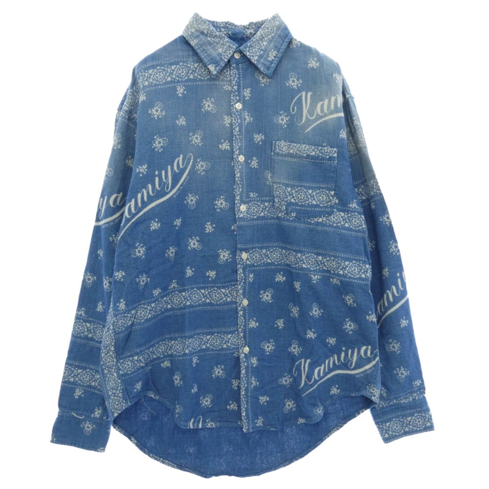 カミヤ 26SS G16SH038-0 Bandana Discharge Shirt ヴィンテージ加工 バンダナ ペイズリー シャツ ジャケット インディゴブルー系 S【新古品】【未使用】【中古】