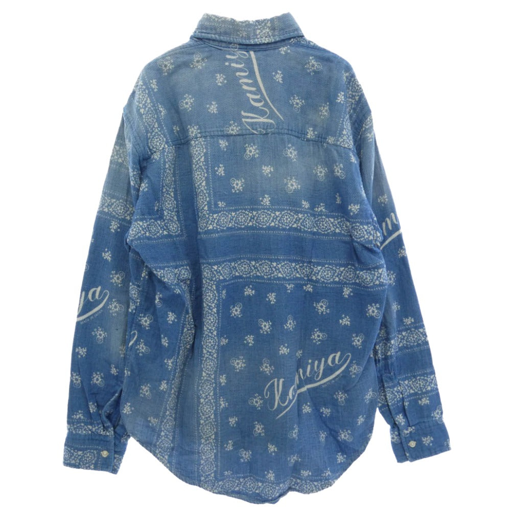 カミヤ 26SS G16SH038-0 Bandana Discharge Shirt ヴィンテージ加工 バンダナ ペイズリー シャツ ジャケット インディゴブルー系 S【新古品】【未使用】【中古】
