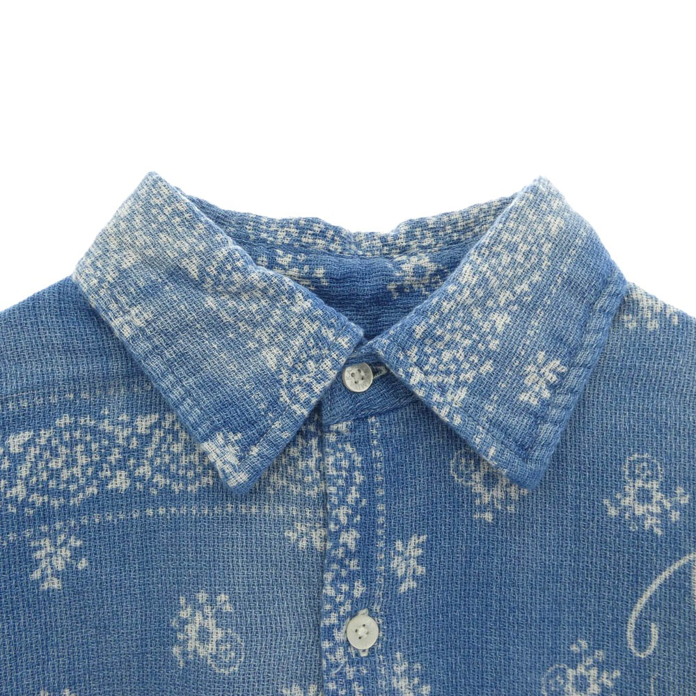 カミヤ 26SS G16SH038-0 Bandana Discharge Shirt ヴィンテージ加工 バンダナ ペイズリー シャツ ジャケット インディゴブルー系 S【新古品】【未使用】【中古】