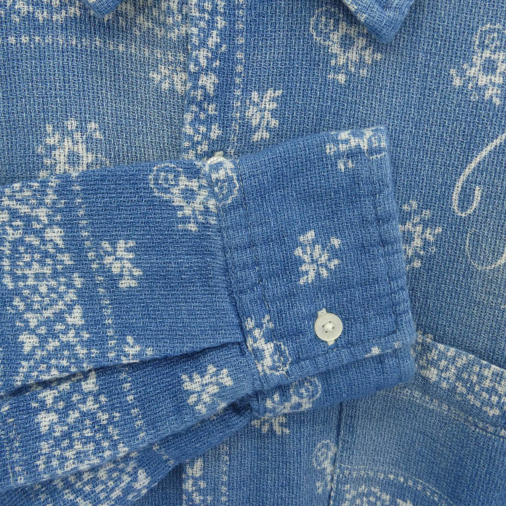 カミヤ 26SS G16SH038-0 Bandana Discharge Shirt ヴィンテージ加工 バンダナ ペイズリー シャツ ジャケット インディゴブルー系 S【新古品】【未使用】【中古】