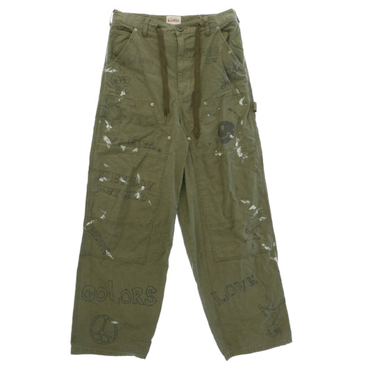 カミヤ 26SS G16PT023-0 Graffiti Painter Pants ヴィンテージ加工 グラフィティペインターパンツ カーゴパンツ モスグリーン系 S【新古品】【未使用】【中古】