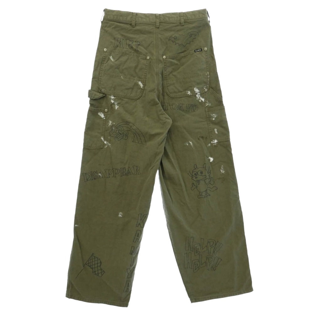 カミヤ 26SS G16PT023-0 Graffiti Painter Pants ヴィンテージ加工 グラフィティペインターパンツ カーゴパンツ モスグリーン系 S【新古品】【未使用】【中古】