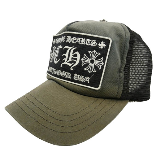 CHROME HEARTS クロムハーツ（原本無） TRUCKER CAP トラッカー キャップ CHパッチ クロスボール付 帽子 ブラック系 シルバー系【中古】