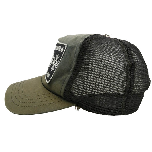 CHROME HEARTS クロムハーツ（原本無） TRUCKER CAP トラッカー キャップ CHパッチ クロスボール付 帽子 ブラック系 シルバー系【中古】