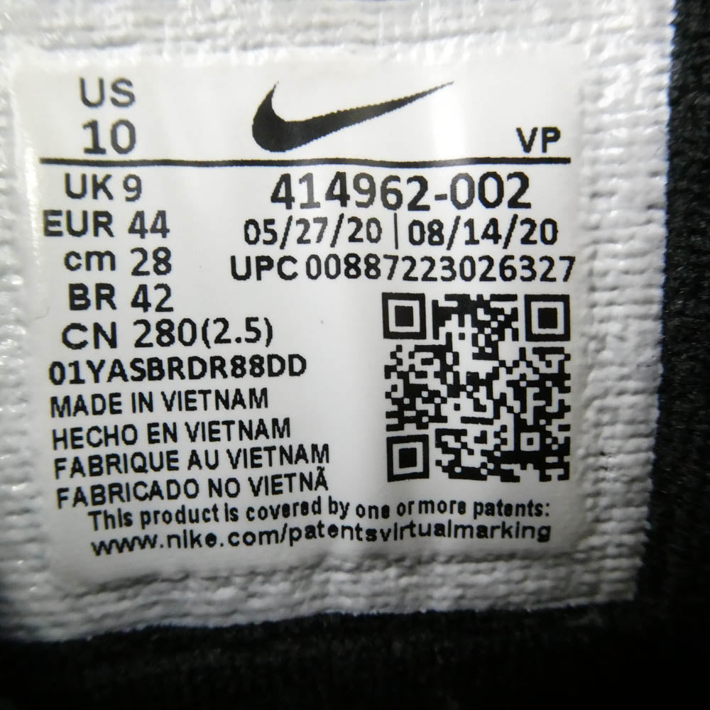 NIKE ナイキ 20AW 414962-002-2020 Air More Uptempo BlackWhite 2020 エア モア アップテンポ ブラック ホワイトハイカット スニーカー ブラック系 28cm【中古】