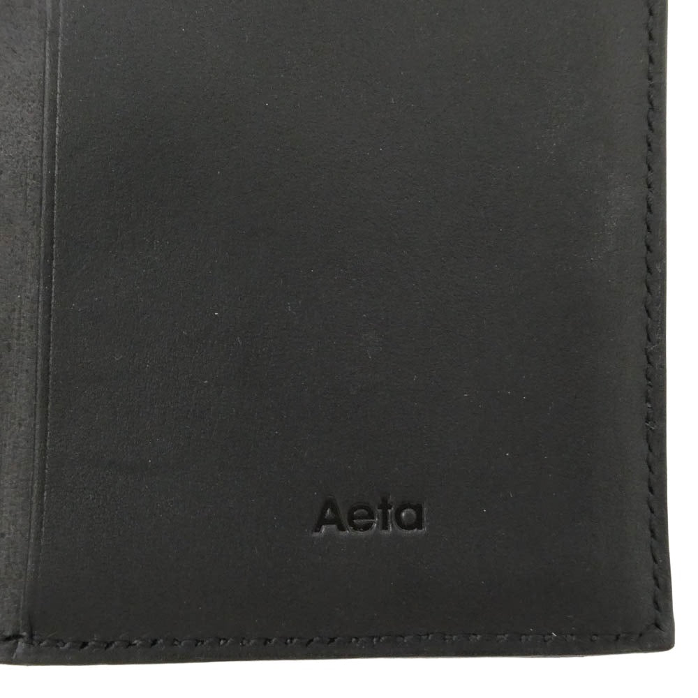 アエタ FOLDED WALLET カウレザー フォールデッド ウォレット 三つ折り 財布 ブラック系【中古】