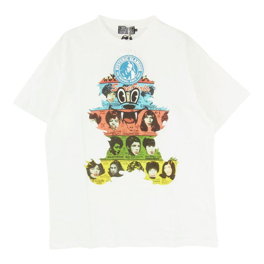 HYSTERIC GLAMOUR ヒステリックグラマー 02261CT57 THE ROLLING STONES ローリングストーンズ FIRE RS BEAR プリント 半袖 Tシャツ ホワイト系 L【新古品】【未使用】【中古】