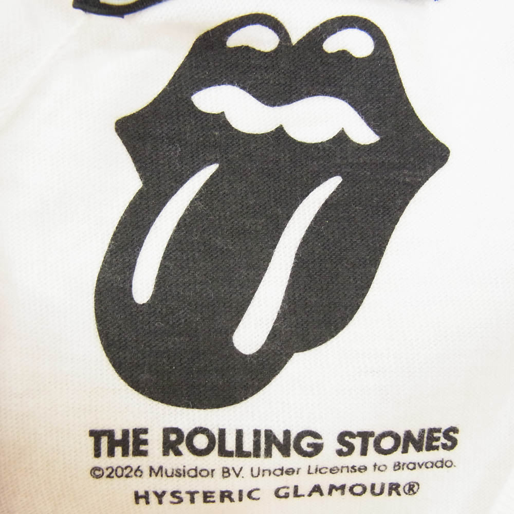 HYSTERIC GLAMOUR ヒステリックグラマー 02261CT57 THE ROLLING STONES ローリングストーンズ FIRE RS BEAR プリント 半袖 Tシャツ ホワイト系 L【新古品】【未使用】【中古】