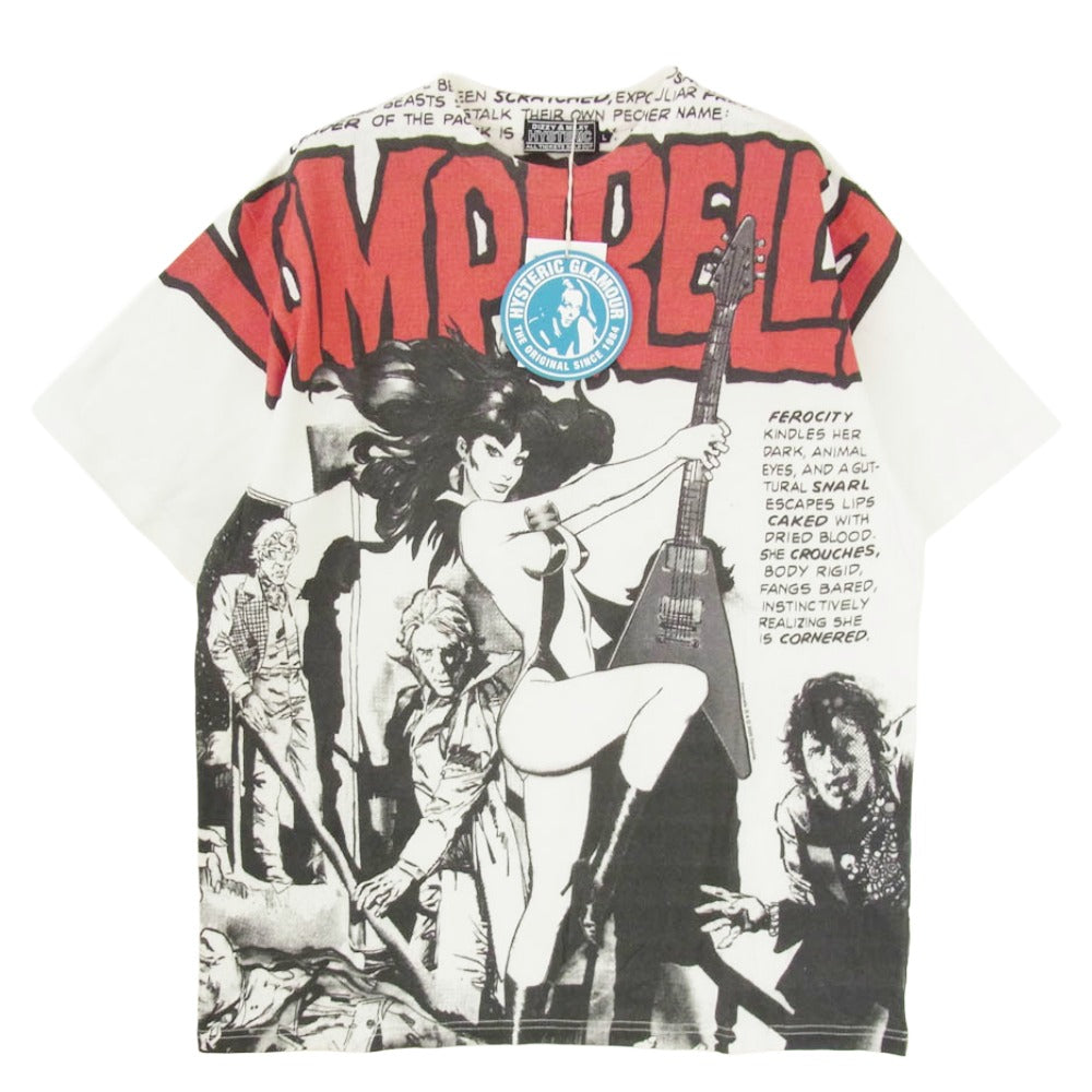 HYSTERIC GLAMOUR ヒステリックグラマー 02261CT63 VAMPIRELLA FLYING V プリント 半袖 Tシャツ ホワイト系 L【新古品】【未使用】【中古】