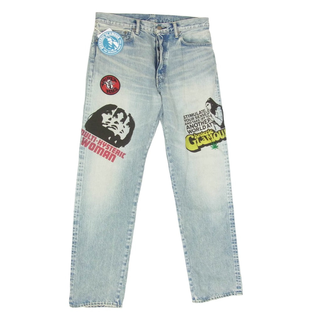 HYSTERIC GLAMOUR ヒステリックグラマー 02261AP07 HYSTERIC DAYS 50’S XX ストレート 加工 デニム パンツ インディゴブルー系 32【極上美品】【中古】
