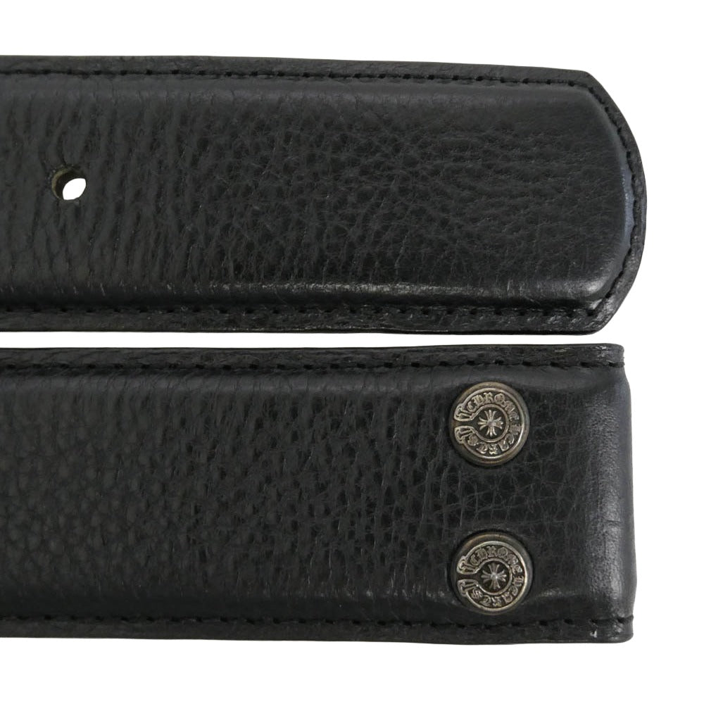 CHROME HEARTS クロムハーツ（原本無） 1.5 STRAP 1.5インチ ホースシューリベッツ レザーベルトストラップ w40inch ブラック系 40【中古】