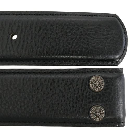 CHROME HEARTS クロムハーツ（原本無） 1.5 STRAP 1.5インチ ホースシューリベッツ レザーベルトストラップ w40inch ブラック系 40【中古】