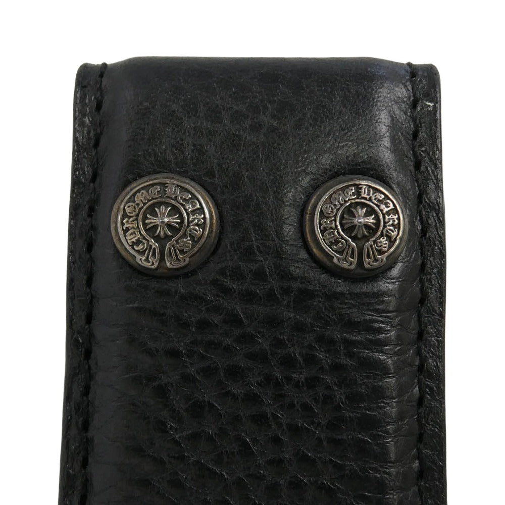 CHROME HEARTS クロムハーツ（原本無） 1.5 STRAP 1.5インチ ホースシューリベッツ レザーベルトストラップ w40inch ブラック系 40【中古】