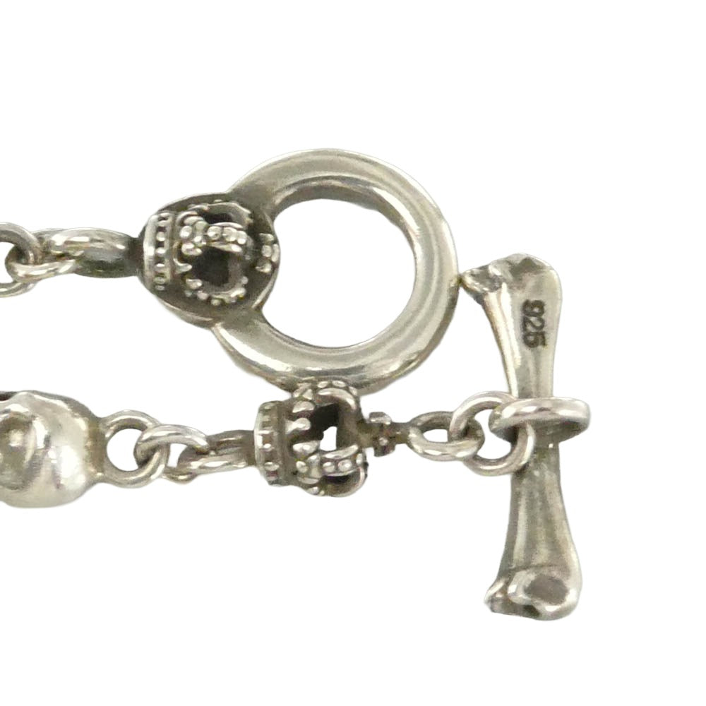 Justin Davis ジャスティンデイビス SBJ126 SKULL DIVINE スカル ディヴァイン クラウン ブレスレット シルバー系【中古】