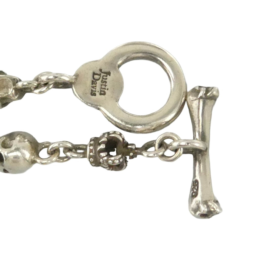 Justin Davis ジャスティンデイビス SBJ126 SKULL DIVINE スカル ディヴァイン クラウン ブレスレット シルバー系【中古】