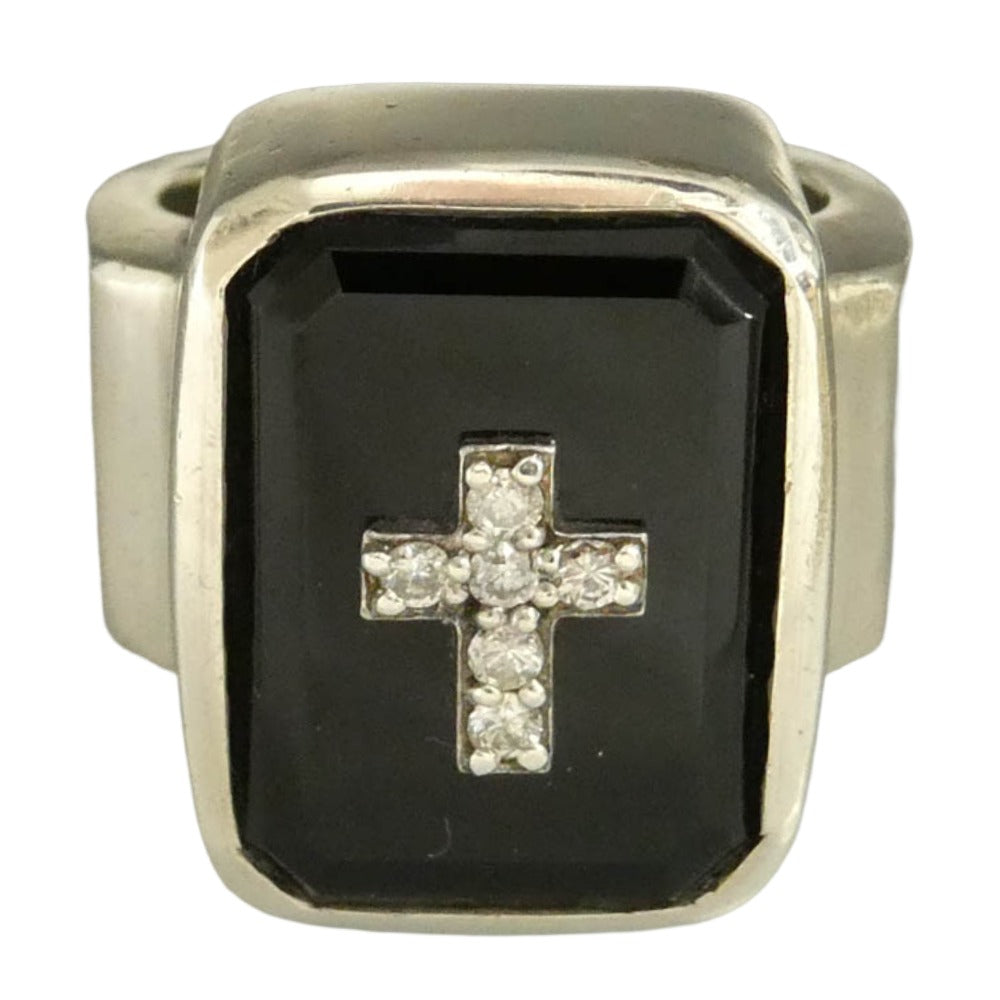 Justin Davis ジャスティンデイビス SRJ100 EMINEM RING エミネムリング オニキス シルバー系 ブラック系 約16号【中古】