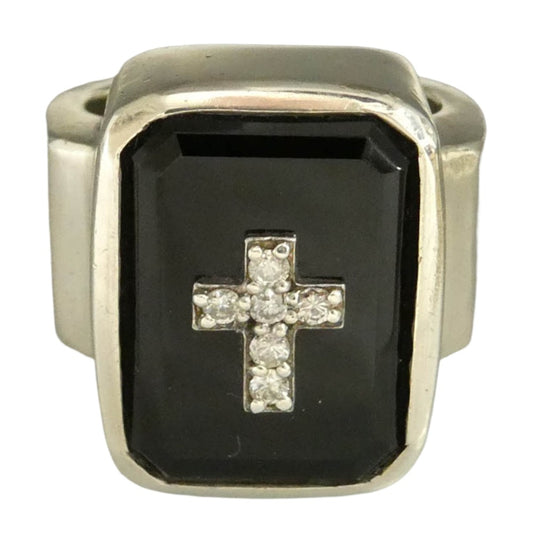 Justin Davis ジャスティンデイビス SRJ100 EMINEM RING エミネムリング オニキス シルバー系 ブラック系 約16号【中古】