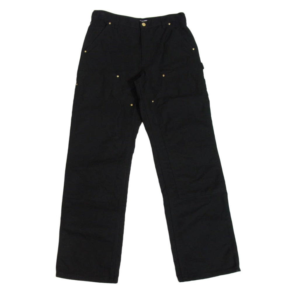 Carhartt カーハート B01 DOUBLE FRONT WORK DUNGAREE ダブルニー ダック ペインター パンツ ブラック系 32【中古】