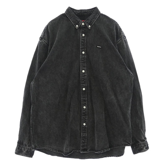 Supreme シュプリーム 25SS Small Box Denim Shirt スモールボックス デニム 長袖 ボタンダウン シャツ ブラック系 L【中古】