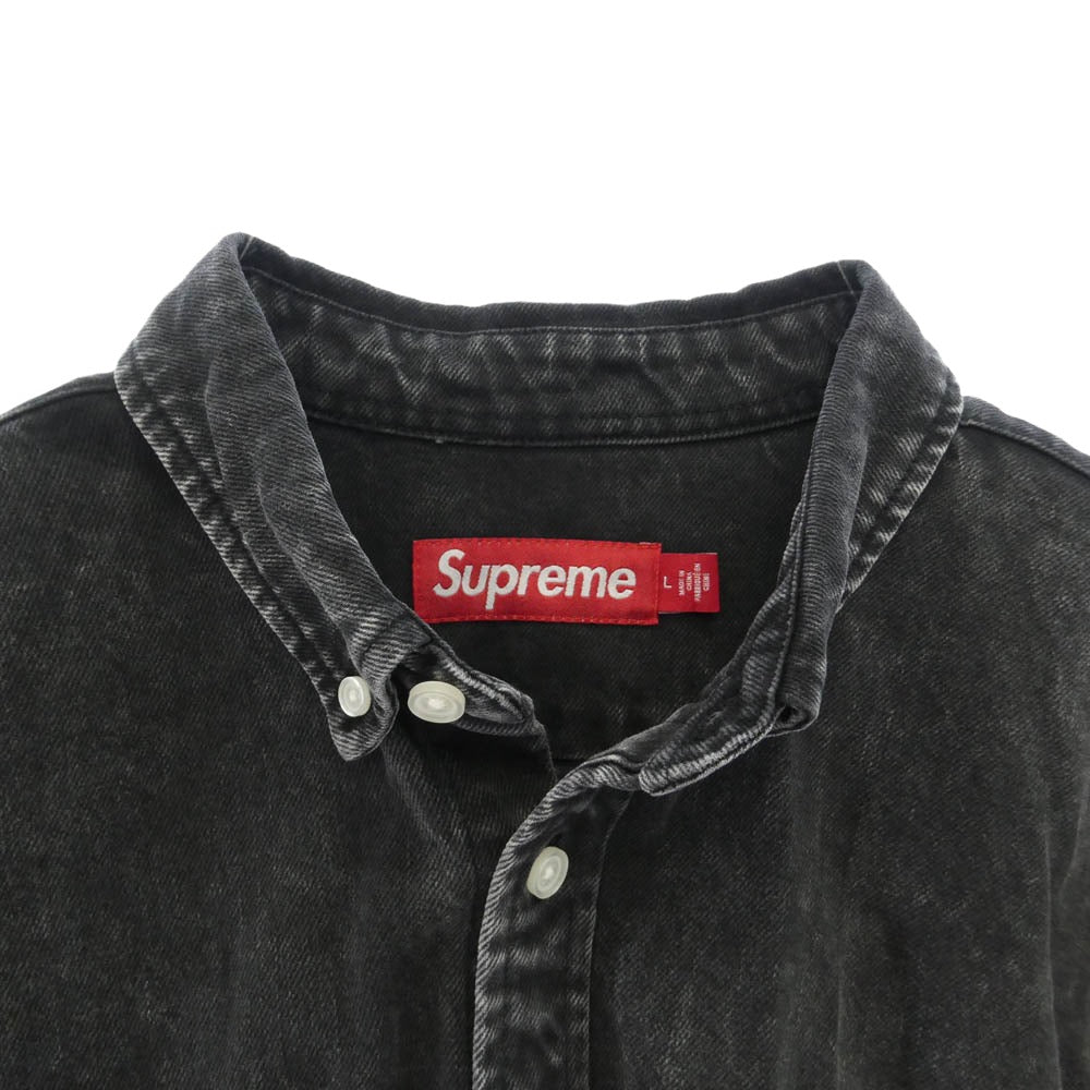 Supreme シュプリーム 25SS Small Box Denim Shirt スモールボックス デニム 長袖 ボタンダウン シャツ ブラック系 L【中古】