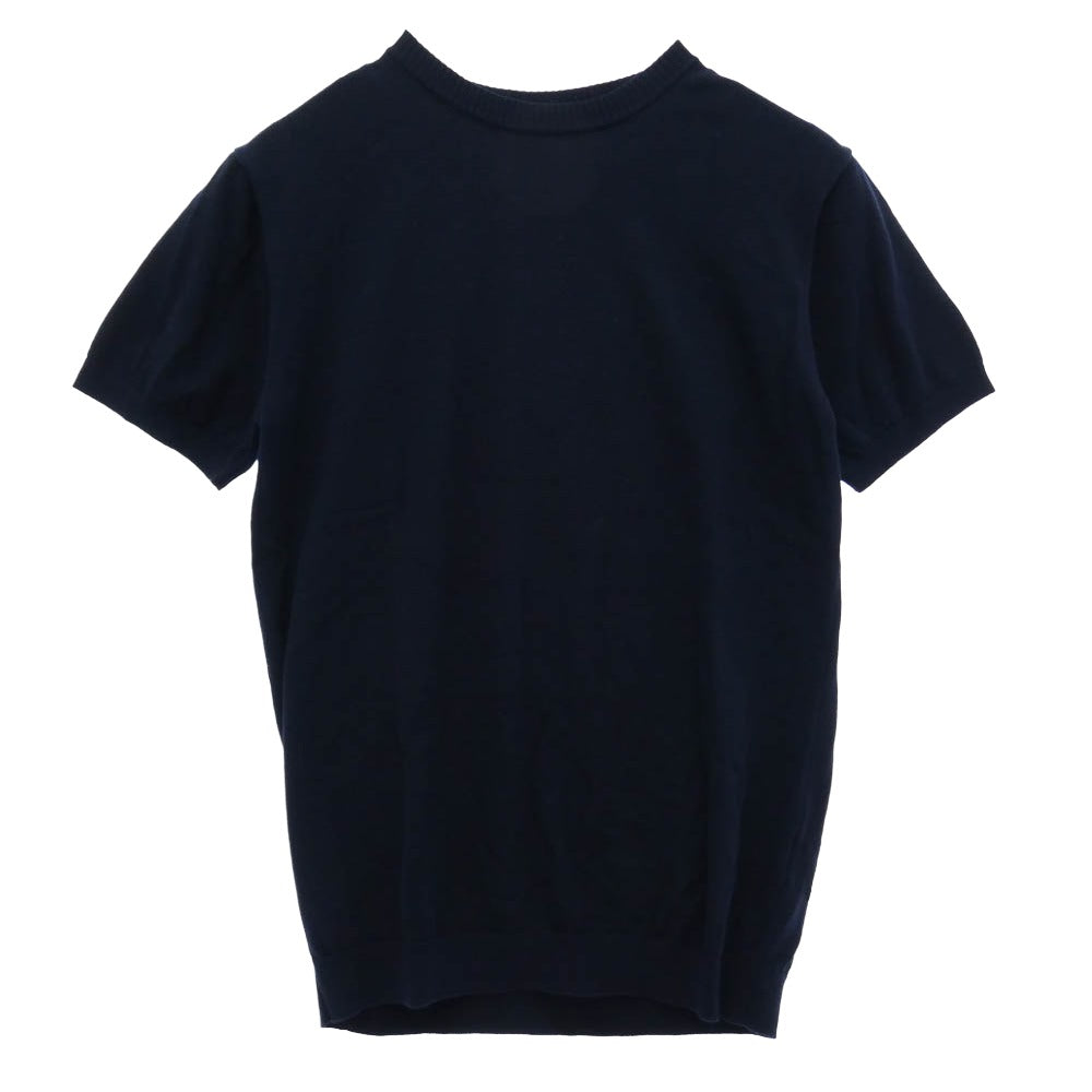 ムーンキャッスル MC18 ICE COTTON CREWNECK アイスコットン クルーネック 半袖 ニット ネイビー系 M【美品】【中古】