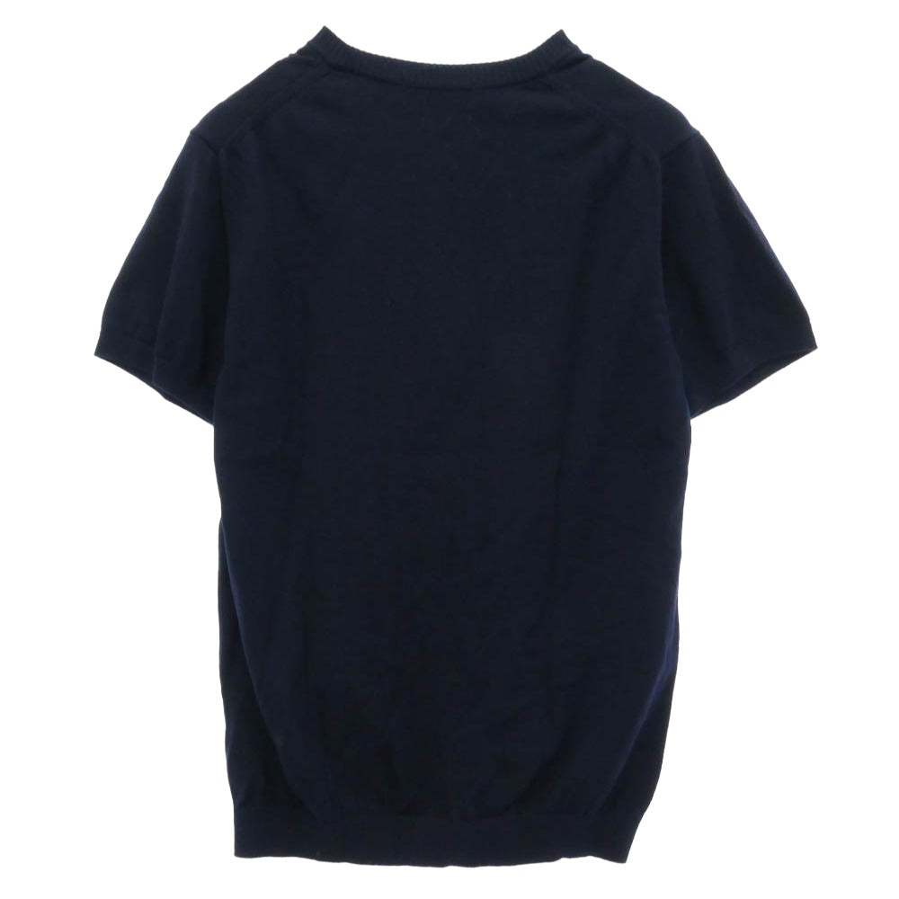 ムーンキャッスル MC18 ICE COTTON CREWNECK アイスコットン クルーネック 半袖 ニット ネイビー系 M【美品】【中古】