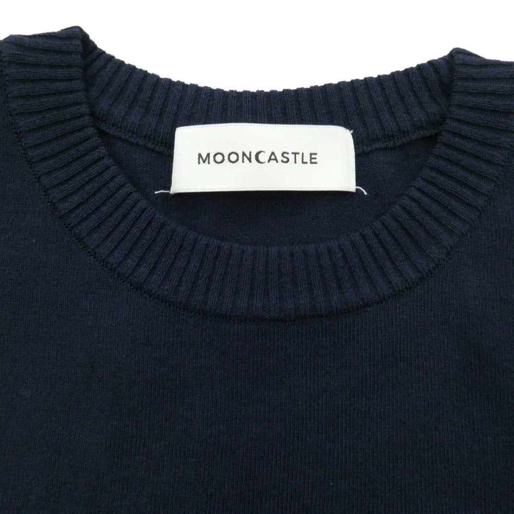 ムーンキャッスル MC18 ICE COTTON CREWNECK アイスコットン クルーネック 半袖 ニット ネイビー系 M【美品】【中古】