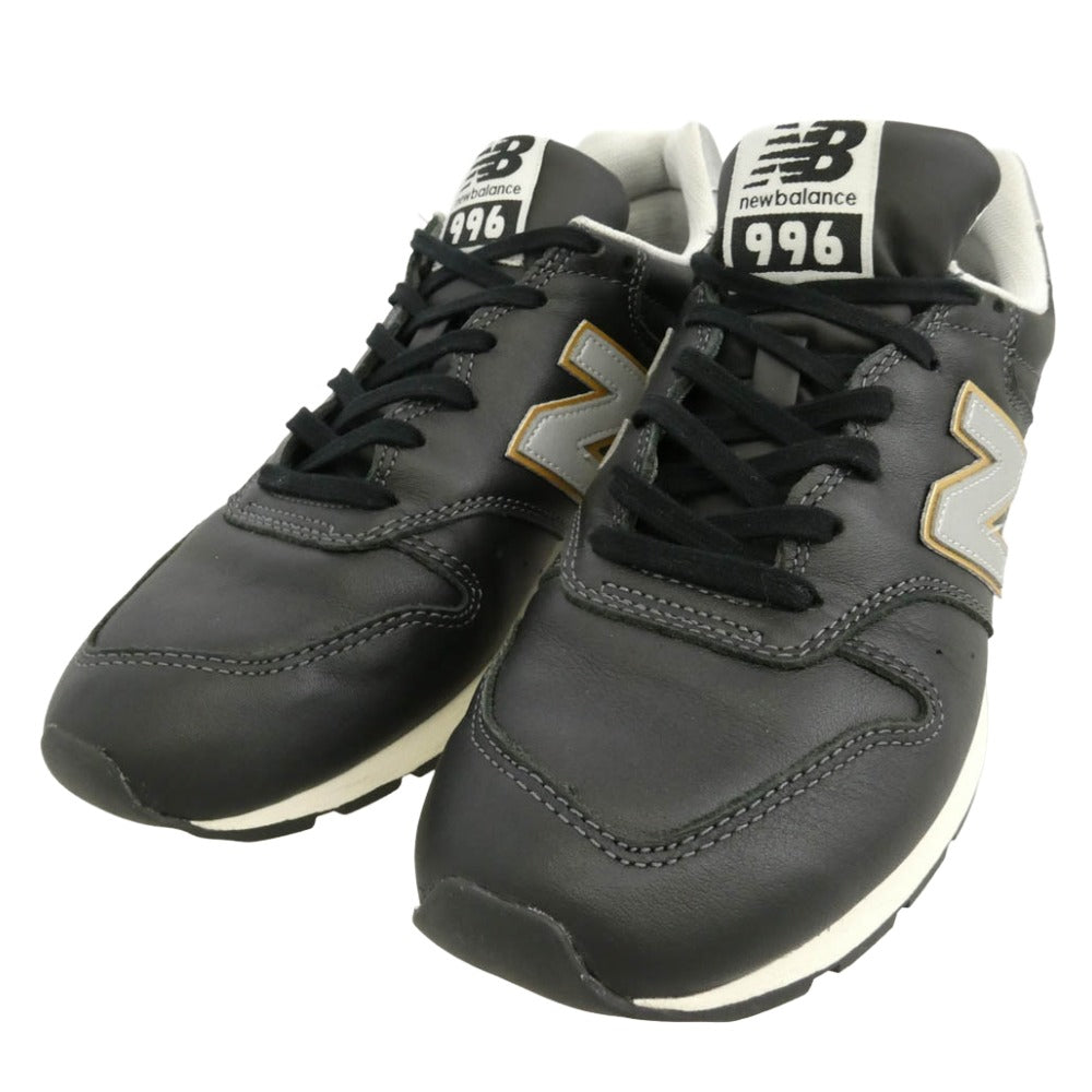 NEW BALANCE ニューバランス CM996RI2 996 レザー スニーカー ブラック系 ホワイト系 25.5cm【美品】【中古】
