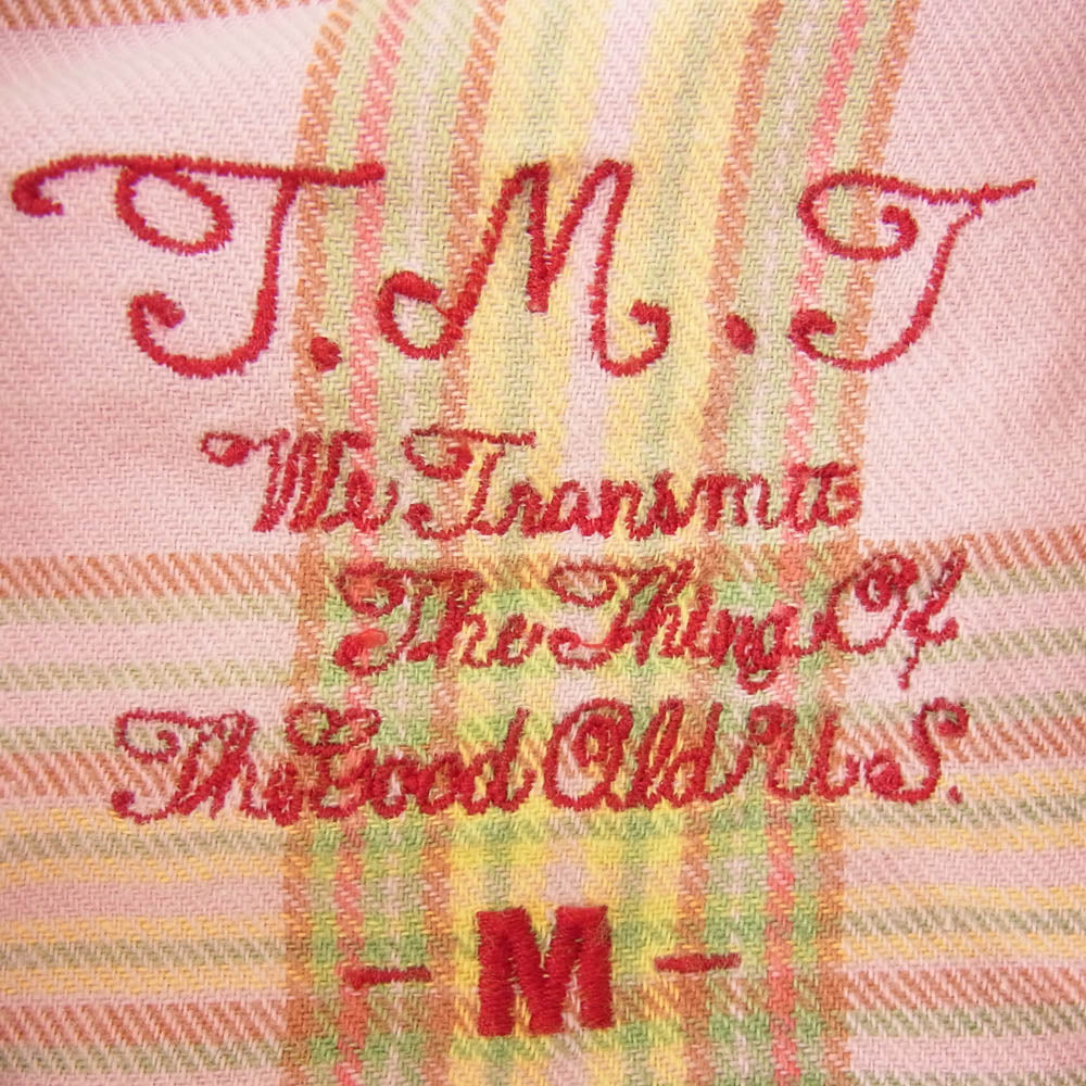 TMT ティーエムティー チェック スナップボタン 長袖 ウエスタン シャツ ピンク系 M【中古】