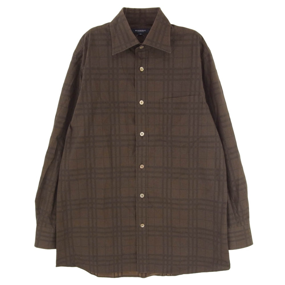 BURBERRY LONDON バーバリー ロンドン BBW-83-519-58 チェック ロングスリーブ コットン 長袖 シャツ ブラウン系 M【中古】