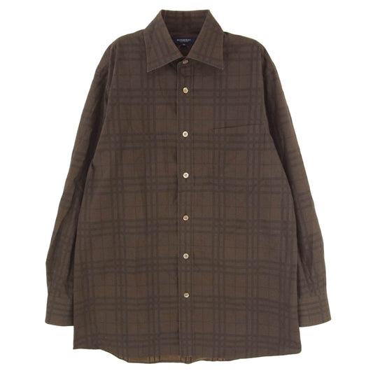 BURBERRY LONDON バーバリー ロンドン BBW-83-519-58 チェック ロングスリーブ コットン 長袖 シャツ ブラウン系 M【中古】