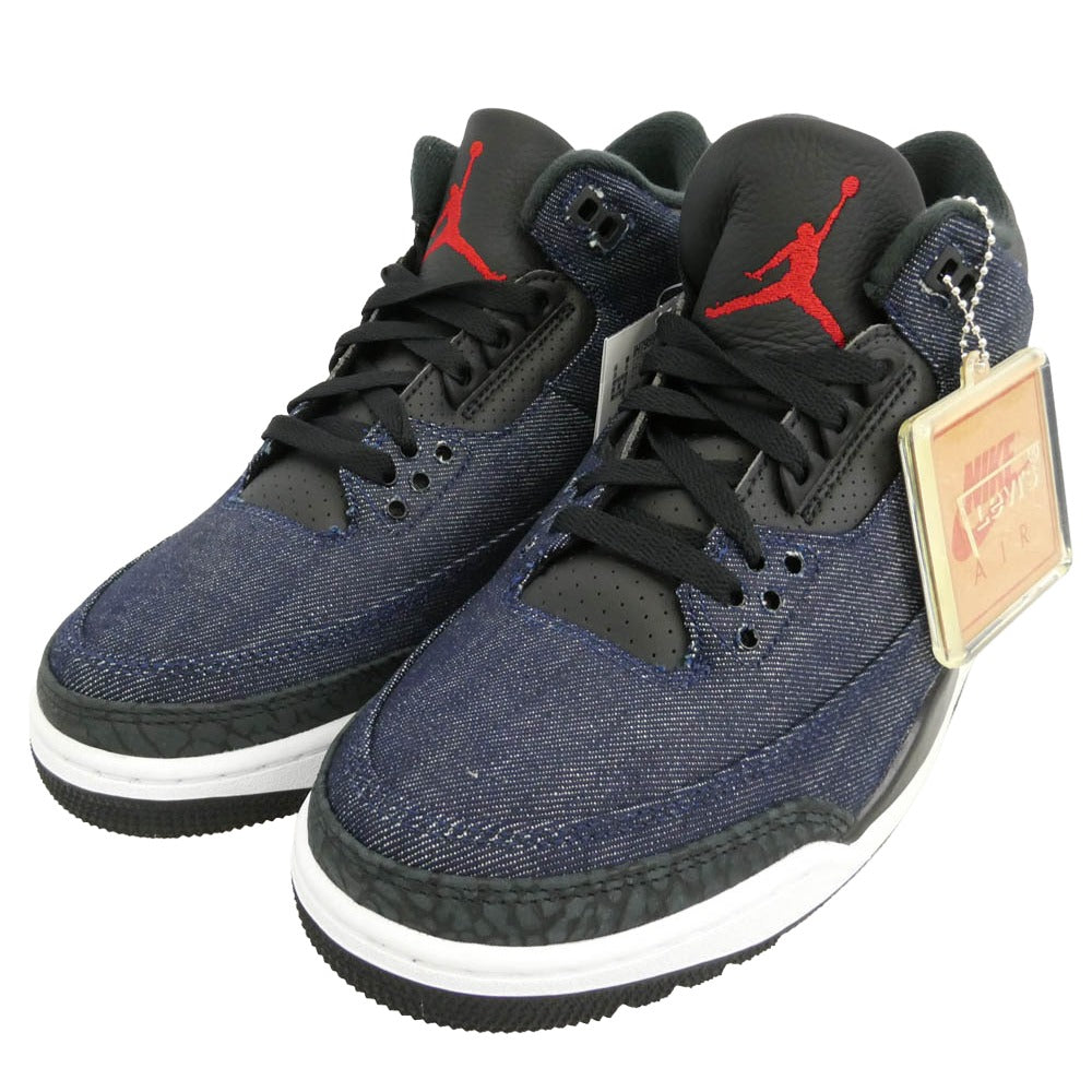 NIKE ナイキ Levi's リーバイス IH7959-400 × Levi’s Air Jordan 3 Retro SP Indigo and Gym Red (LEVI'S Tab)リーバイス エアジョーダン3 レトロ SP ローカット スニーカー ブラック系 ダークネイビー系 26cm【新古品】【未使用】【中古】