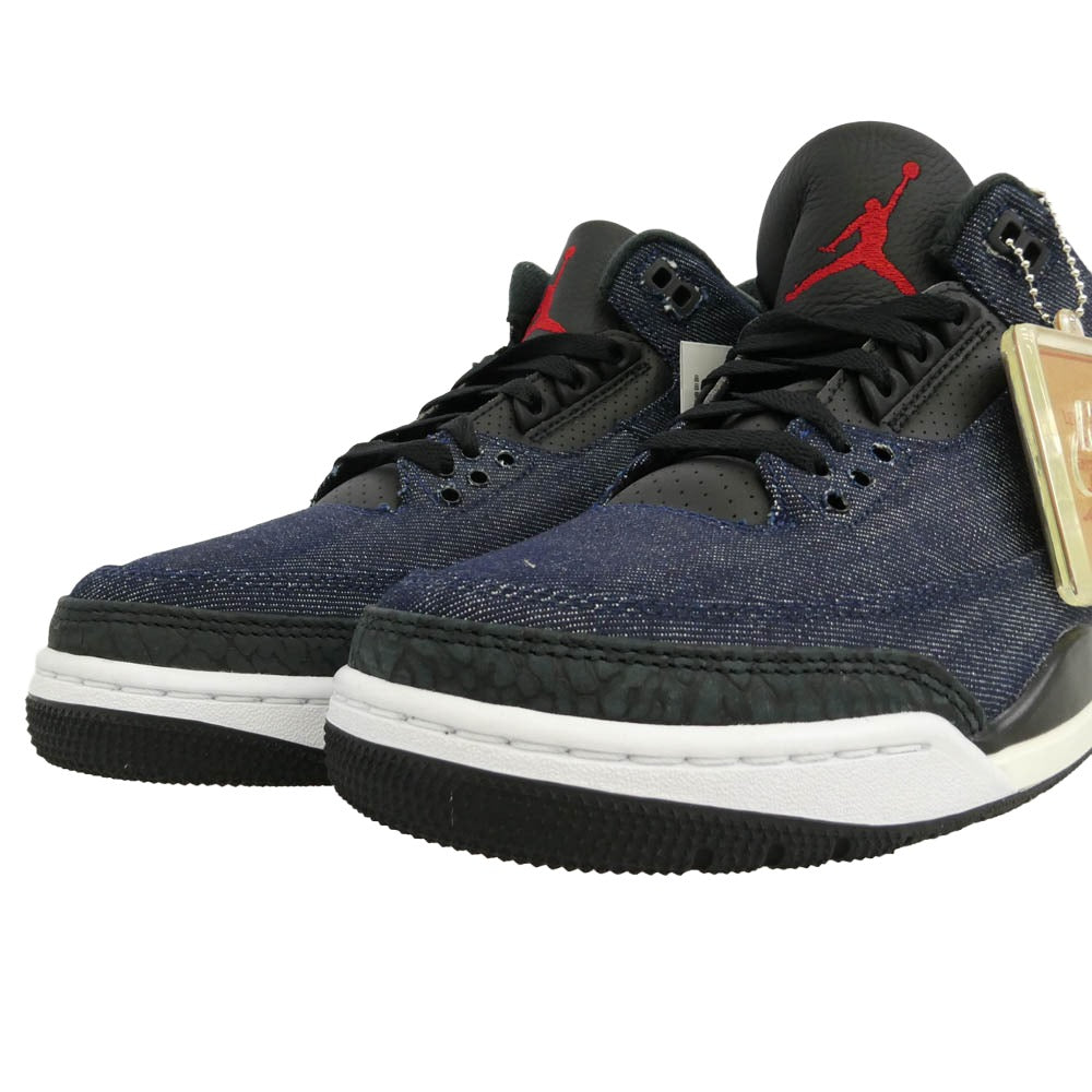 NIKE ナイキ Levi's リーバイス IH7959-400 × Levi’s Air Jordan 3 Retro SP Indigo and Gym Red (LEVI'S Tab)リーバイス エアジョーダン3 レトロ SP ローカット スニーカー ブラック系 ダークネイビー系 26cm【新古品】【未使用】【中古】