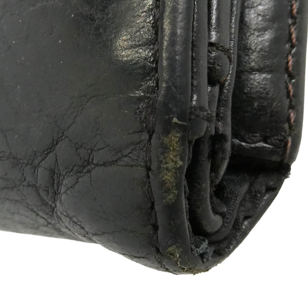 CHROME HEARTS クロムハーツ（原本有） WAVE CROSS BALL ウェーブ クロスボールボタン レザーウォレット 財布 ブラック系【中古】